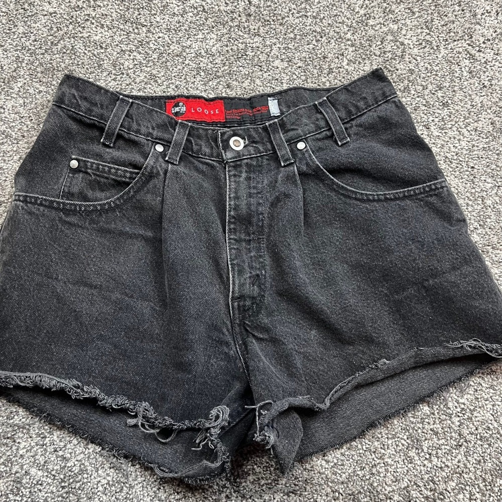 Levi Strauss Cutoff Shorts Womens 2 Black Loose Denim Distressed Raw Hem